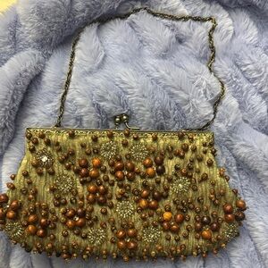 Santi Rare Vintage Wood & Sequin Evening Bag